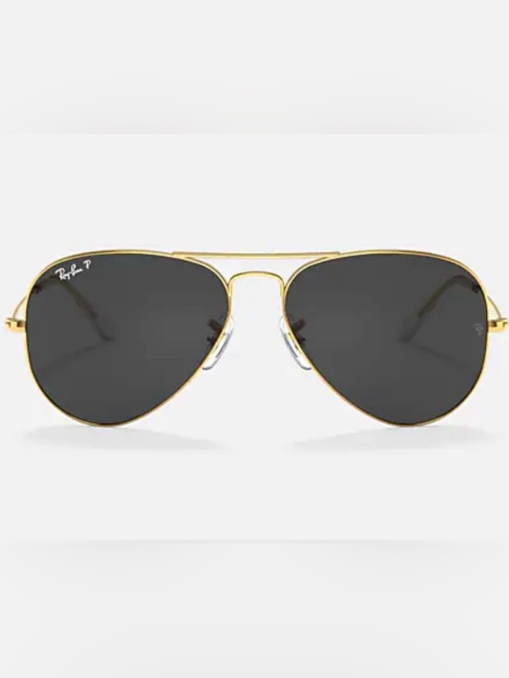 Ray-Ban Gold Frame Aviator Sunglasses with Black Lenses